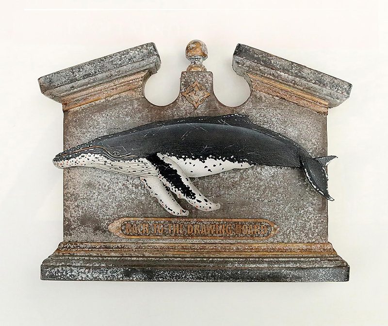 James Lilly - Back to the Drawing Board, Acrylic on Wood (3-D carving)