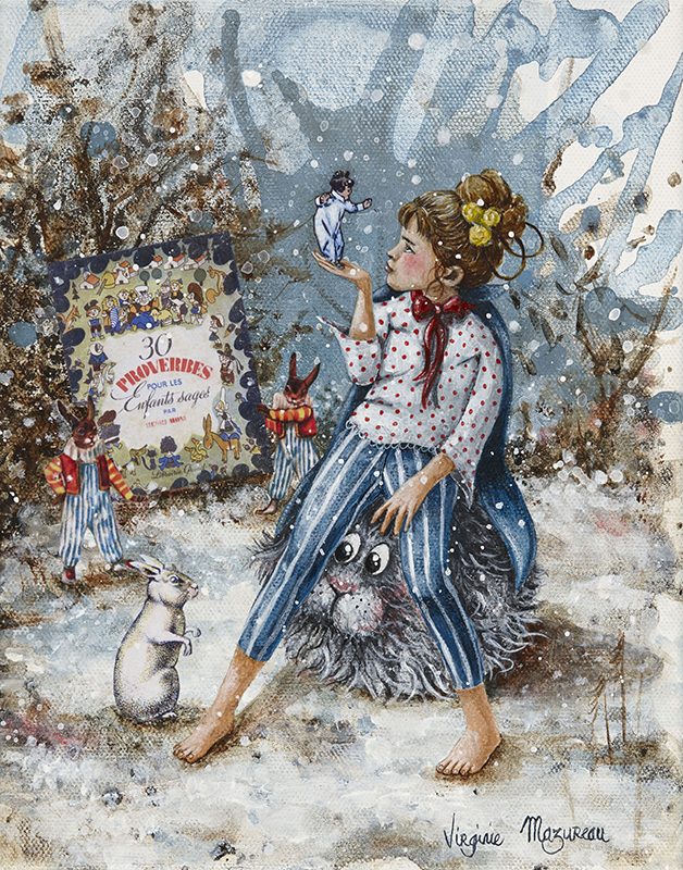 Virginie Mazureau - Let me tell you a Story, Hand Embellished Print on Wood